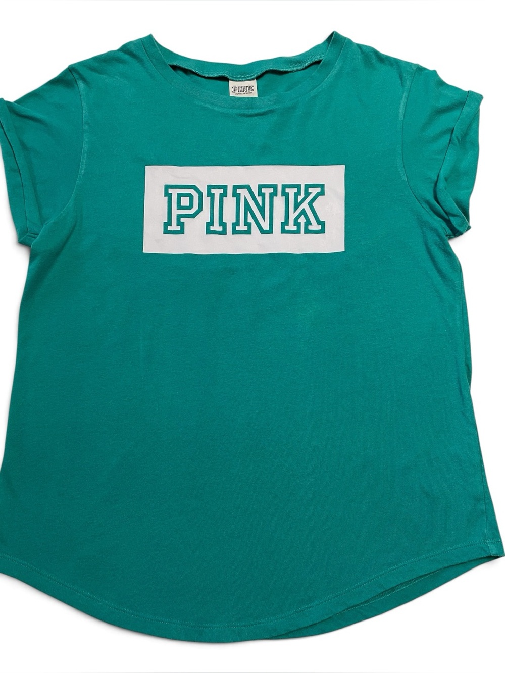 PINK Victoria's Secret Teal Graphic Short Sleeve Tee